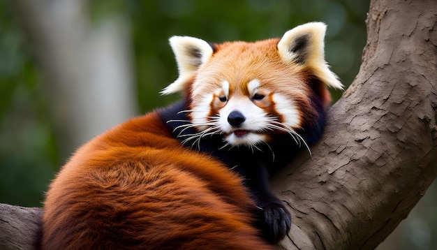 Photo a red panda with a white face and eyes