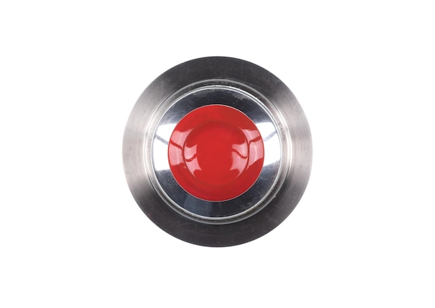 red panic button isolated on white background