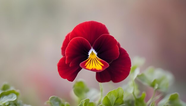 red pansy flower with isolated with soft background