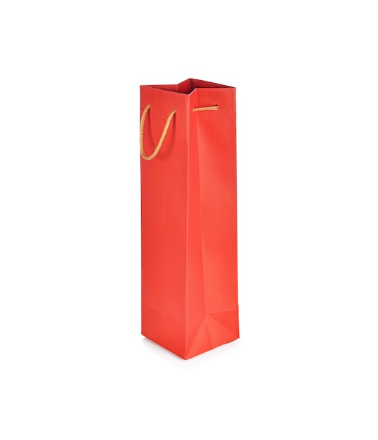 Red paper bag isolated on white background