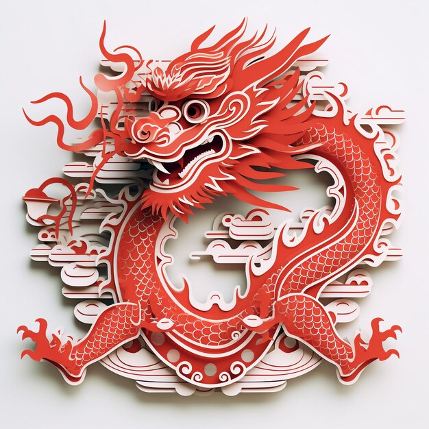 chinese new year paper cutting dragon