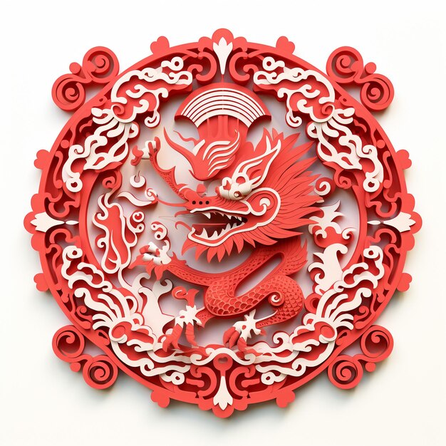 chinese new year paper cutting dragon