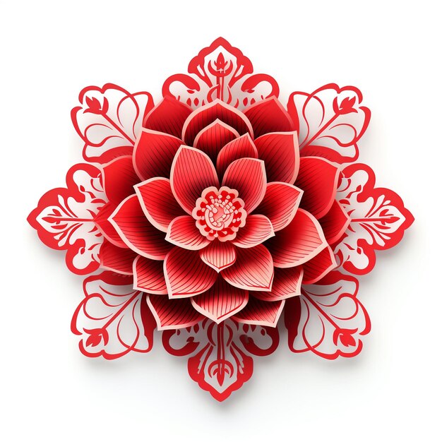 Лотос для вырезания красной бумаги к китайскому Новому году