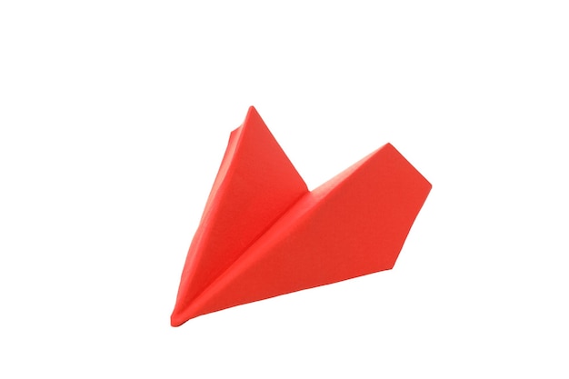 흰색 배경에 고립 된 빨간 종이 비행기