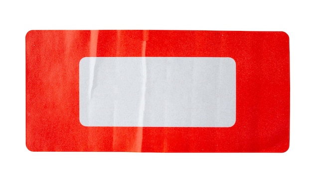 Red paper sticker label isolated on white background