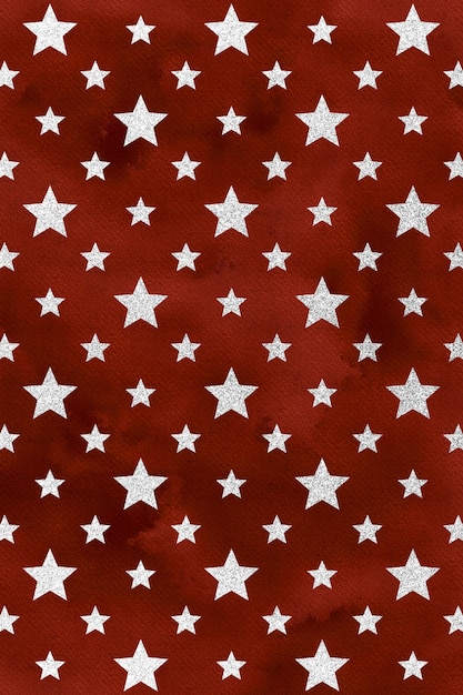 Red Patriotic Background, Watercolor Digital Paper, Star Pattern