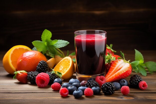 Foto pesche rosse con un bicchiere di succo e limonata nel barattolo