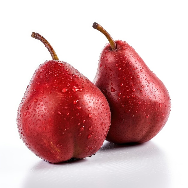 Red Pears isolated on white background generative AI