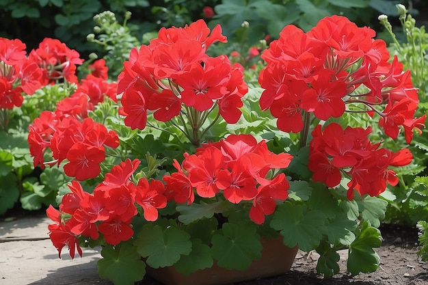 Foto pelargonio rosso in giardino