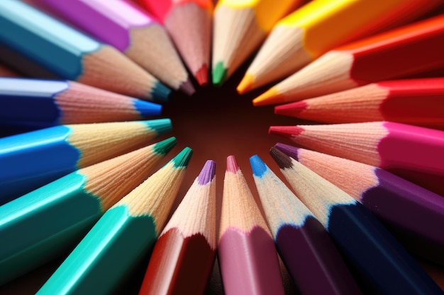 Red pencil dominates a spectrum of color pencils