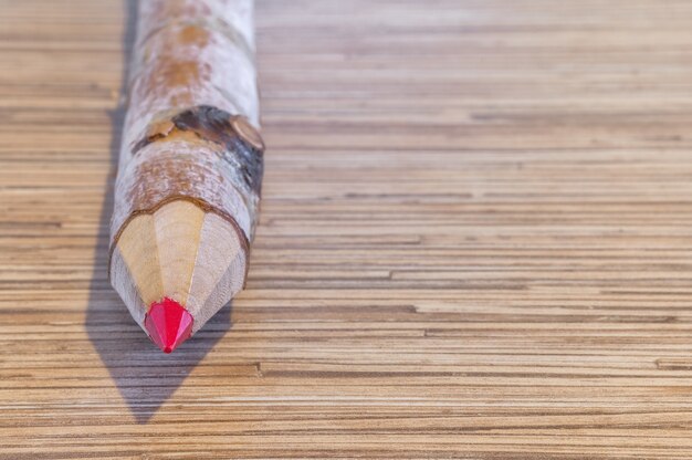 A red pencil made from a birch branch