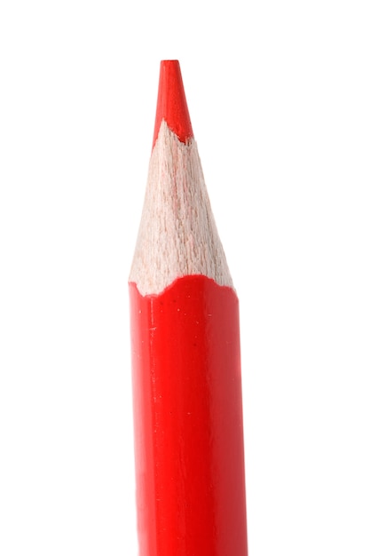 Red pencil in vertical on a white background