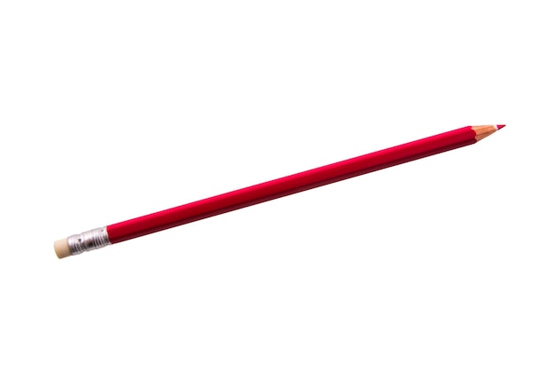 Red pencil on a white background