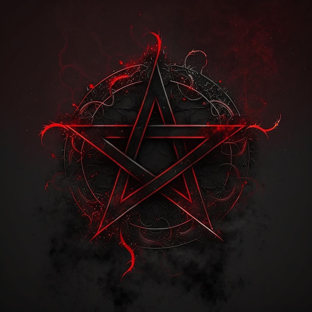 Photo a red pentagram with the word 