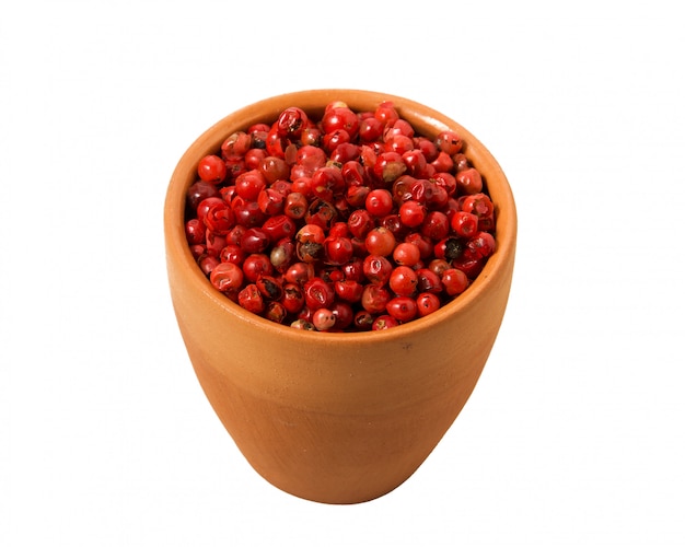 Red pepper in a bowl on a white background