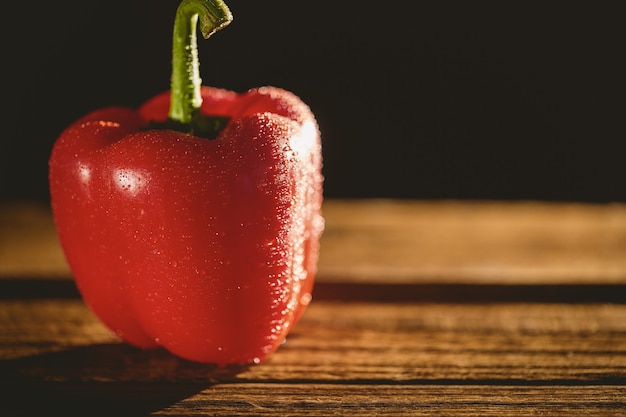 Red pepper on chopping board