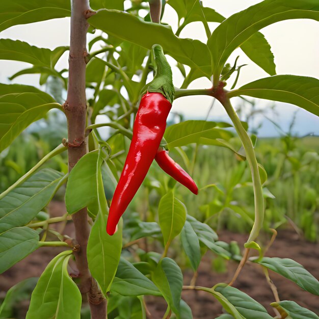 a red pepper hanging from a plant with the title  a red pepper