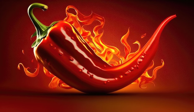Photo a red pepper is burning on a fire