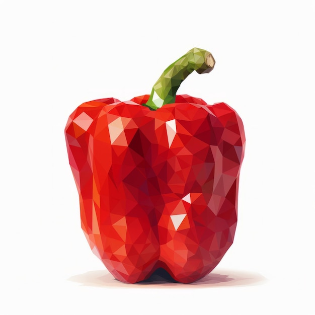 Red Pepper Low Poly Illustration Vibrant Ecofriendly Algeapunk Artwork