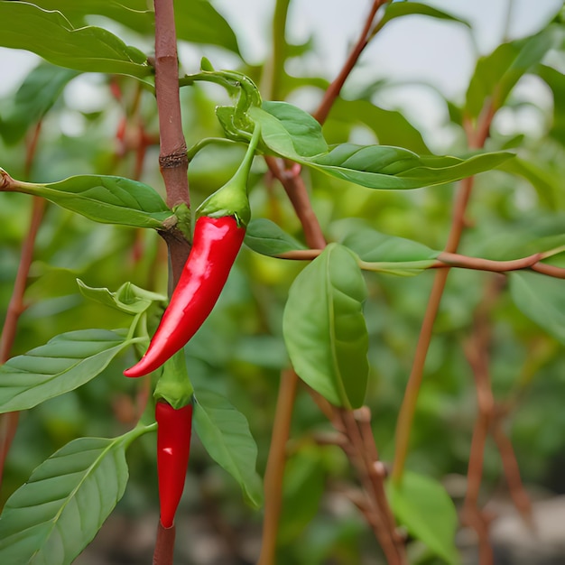 Photo a red pepper plant with a red pepper on it