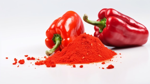 Red pepper powder on a white surface