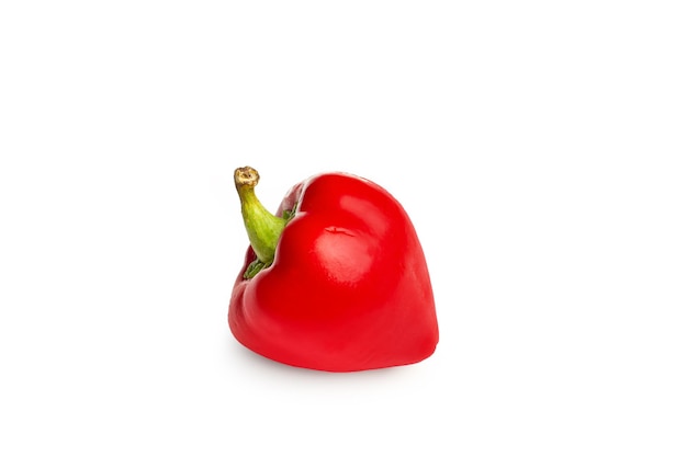 Red pepper on a white background with copy space