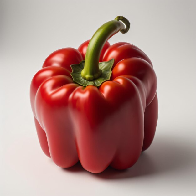 A red pepper with a green stem and a green stem.