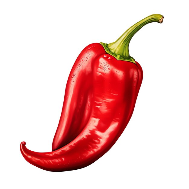 a red pepper with green stem