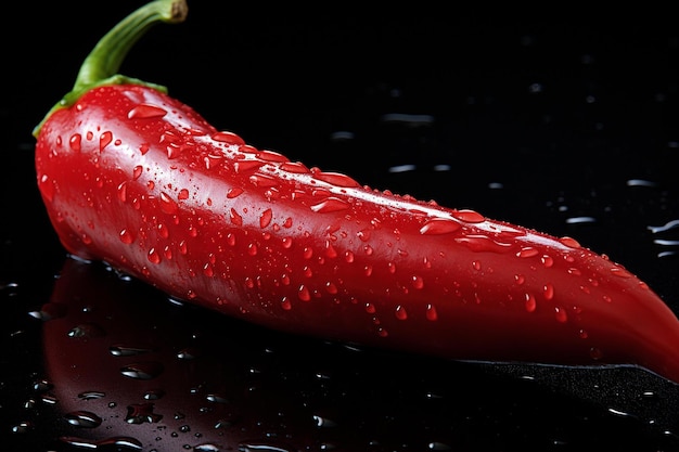 A red pepper with water drops on it