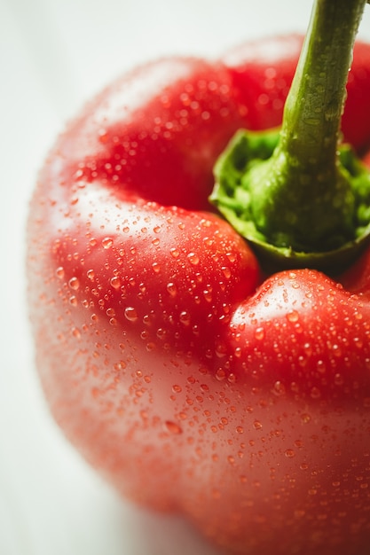 Red pepper with water drops