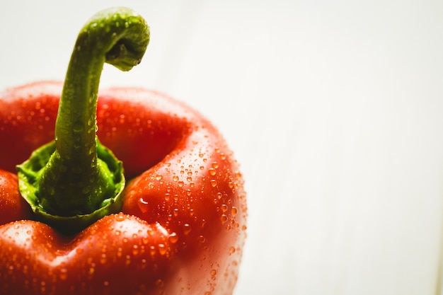 Red pepper with water drops