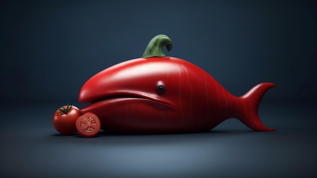 A red pepper with a whale on it