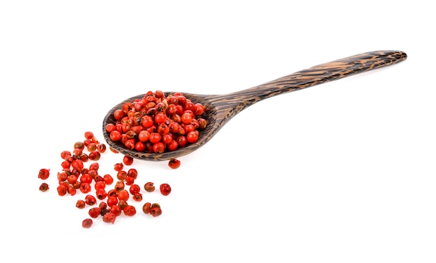 Red peppers in a wooden spoon