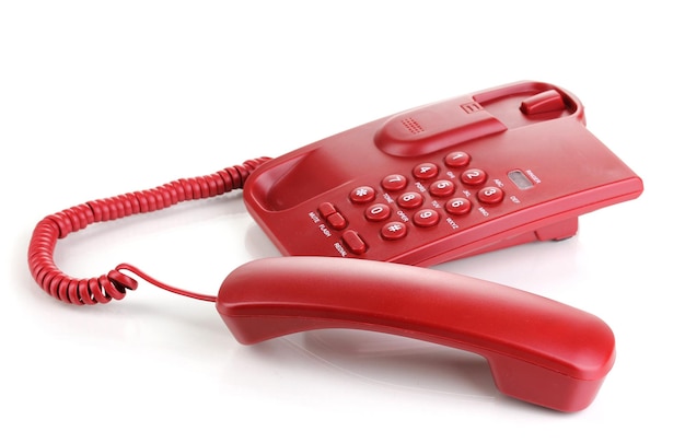 Red phone isolated on white