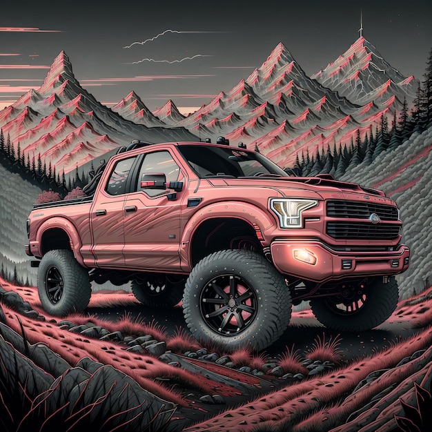 red pickup art