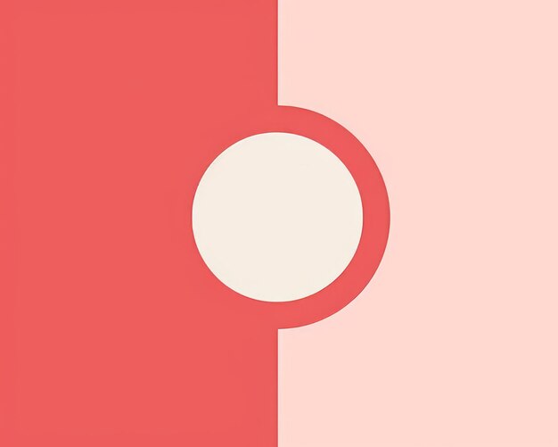A red and pink background with a white circle in the middle