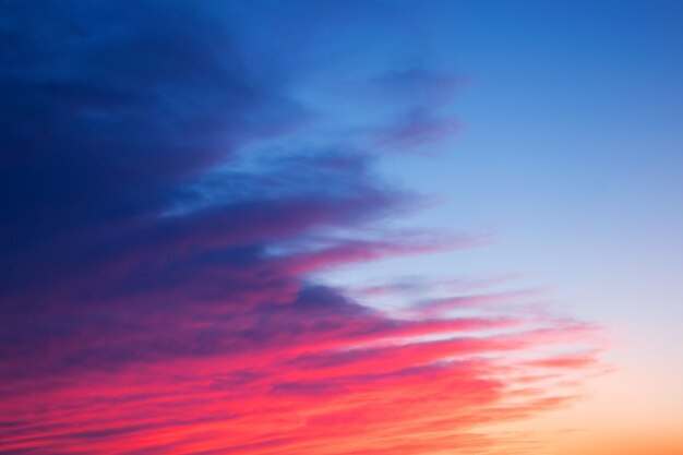 Red, pink and blue bright sunset