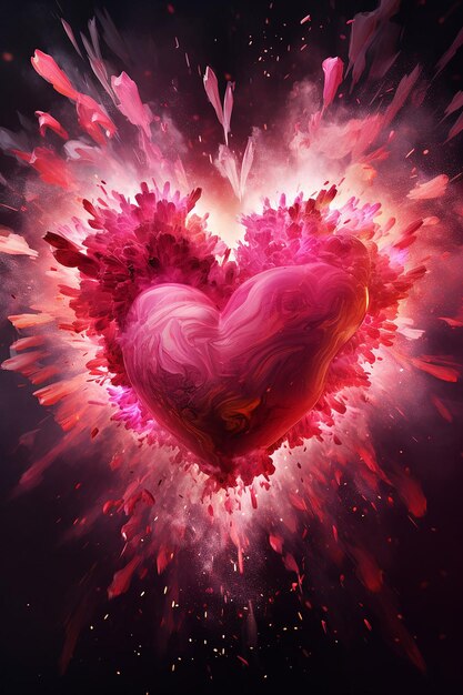 A red and pink color exploding heart for valentine day