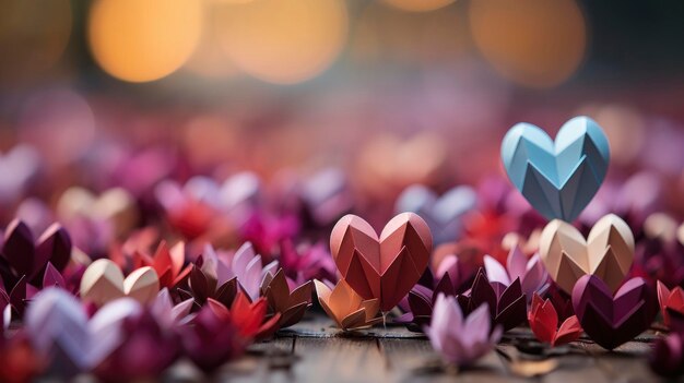 Red Pink Folded Paper HeartsValentine Day Background Background For Banner HD