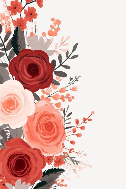 Photo red and pink roses on a white background