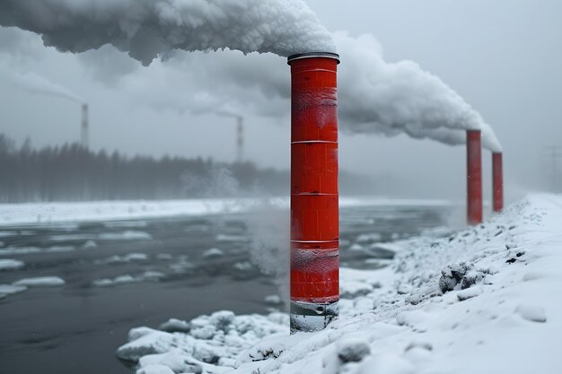 Photo red pipe emitting smoke generative ai