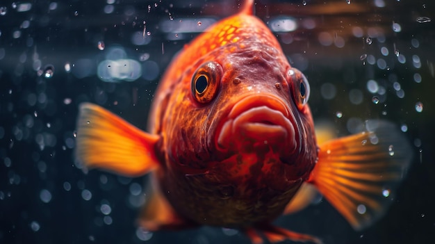 水中の赤いピラニア 美しい魚