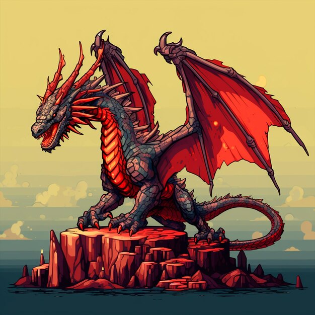 AI Art Generator: 32x32 pixel art dragon