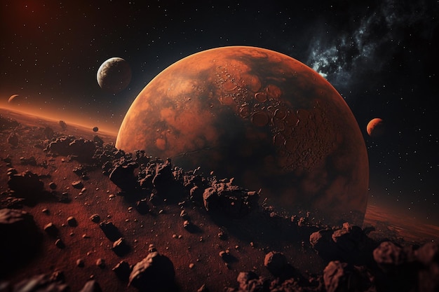 Red planet mars in space Generative AI