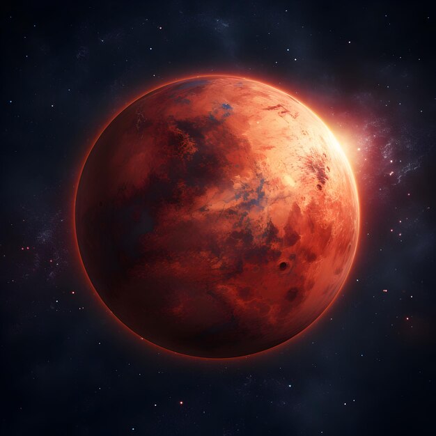 Photo red planet in the space