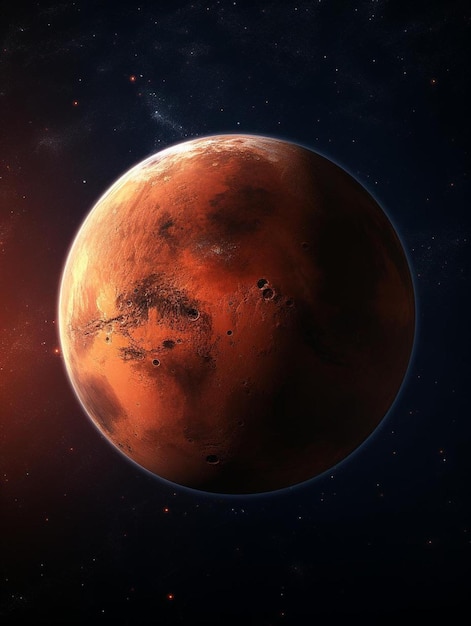 a red planet with a star in the background