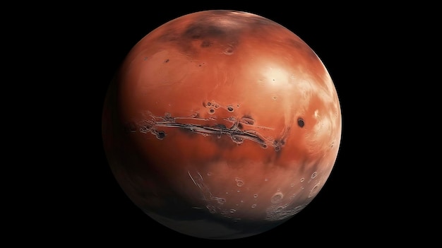 A red planet with the sun on it