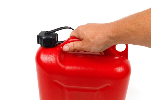 Red plastic canister for fuel isolate