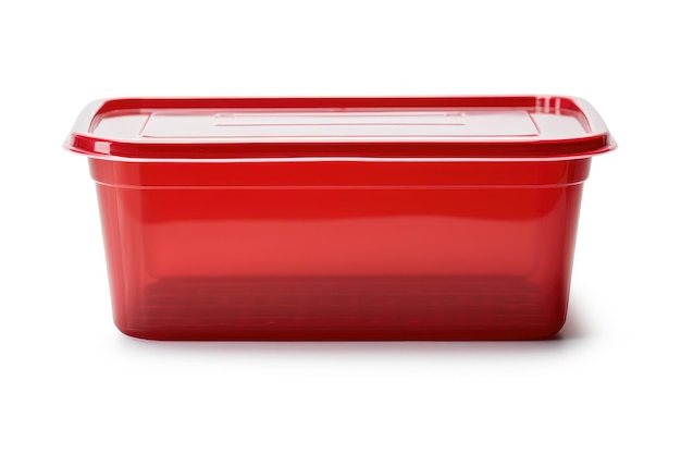 Photo red plastic container with lid on a white or clear surface png transparent background