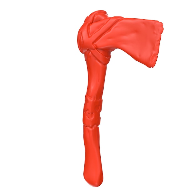 A red plastic stick with a letter t on it